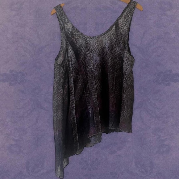 Free People Asymmetrical Ruffle Animal Print Tank Top ASO Violet Harmon - Picture 7 of 7